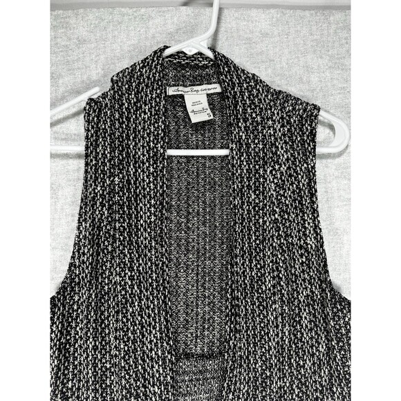 American Rag Crocheted Knit Vest Black & White Size Small Open Cardigan - Picture 2 of 7